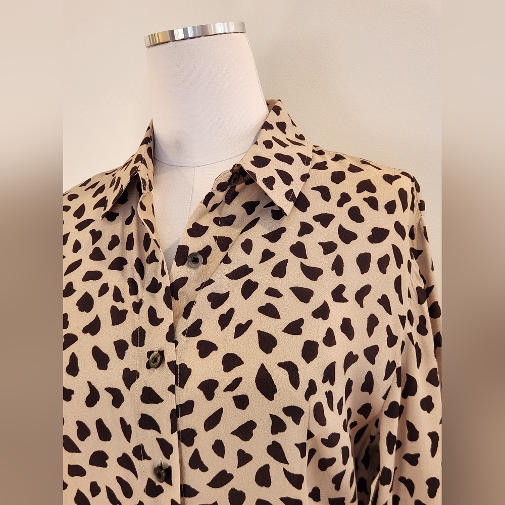 NWT || THAKOON || Collective leopard print, button down, tan/brown spots, size 4 - Picture 3 of 13